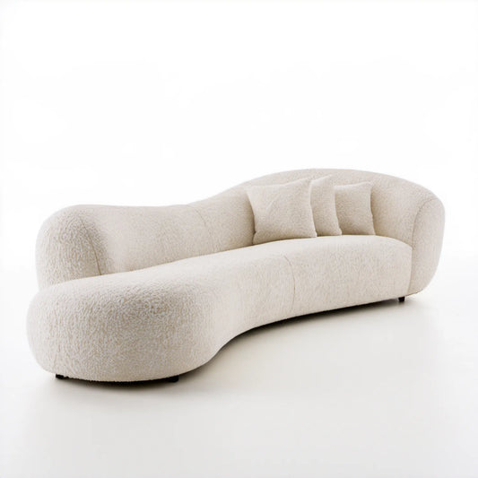 Łukowa sofa z tkaniny bouclé kremowa 230 x 105 x 78 cm