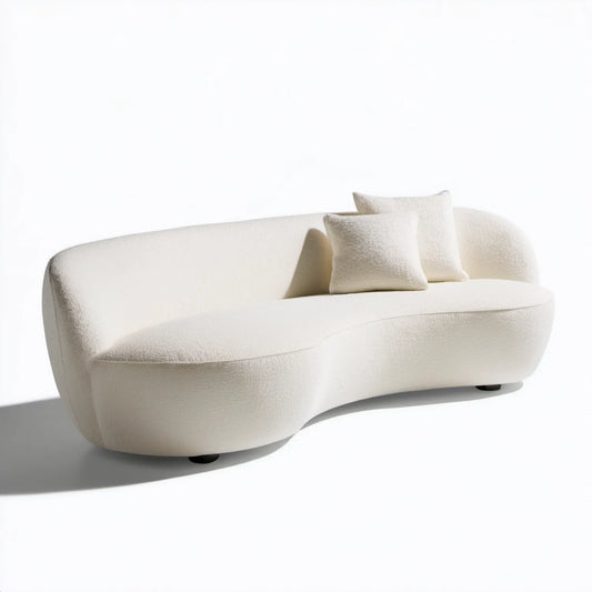 Kremowa sofa 3-osobowa z tkaniny bouclé 230 x 100 x 75 cm