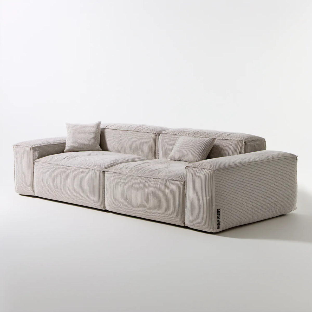 Trzyosobowa sofa modułowa ze sztruksu poliestrowego, jasnobeżowa, 270 × 110 × 72 cm