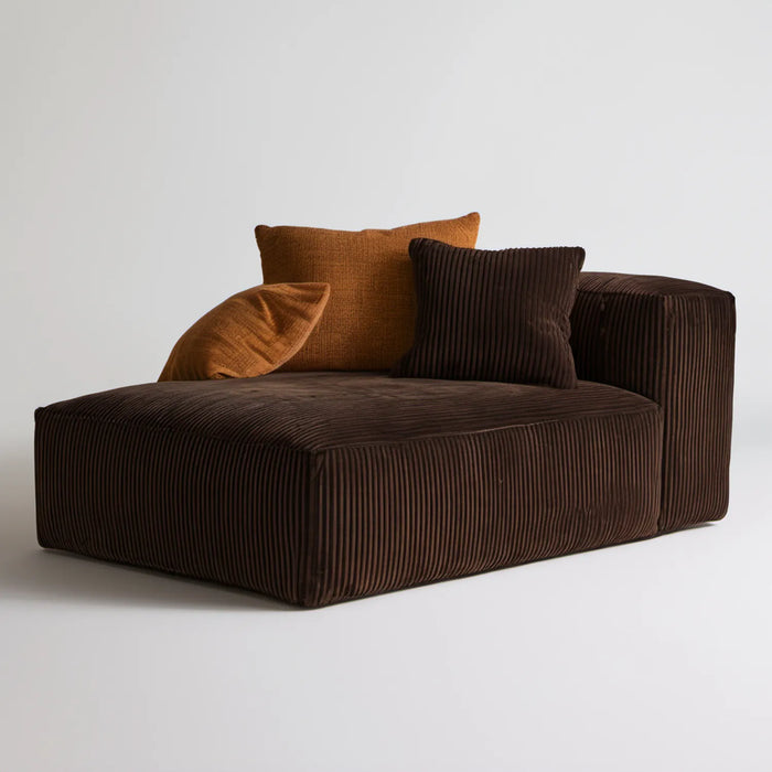 Ciemnobrązowa sofa dwuosobowa ze sztruksową tapicerką, 220 x 100 x 75 cm